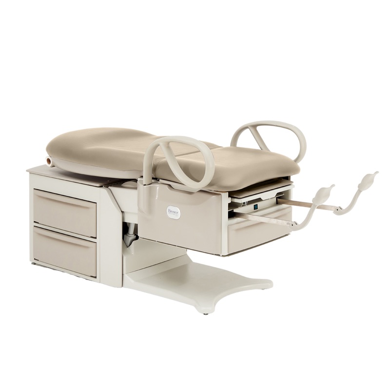 Access High-Low Medical Exam Table in horizontal position and optional stirrups